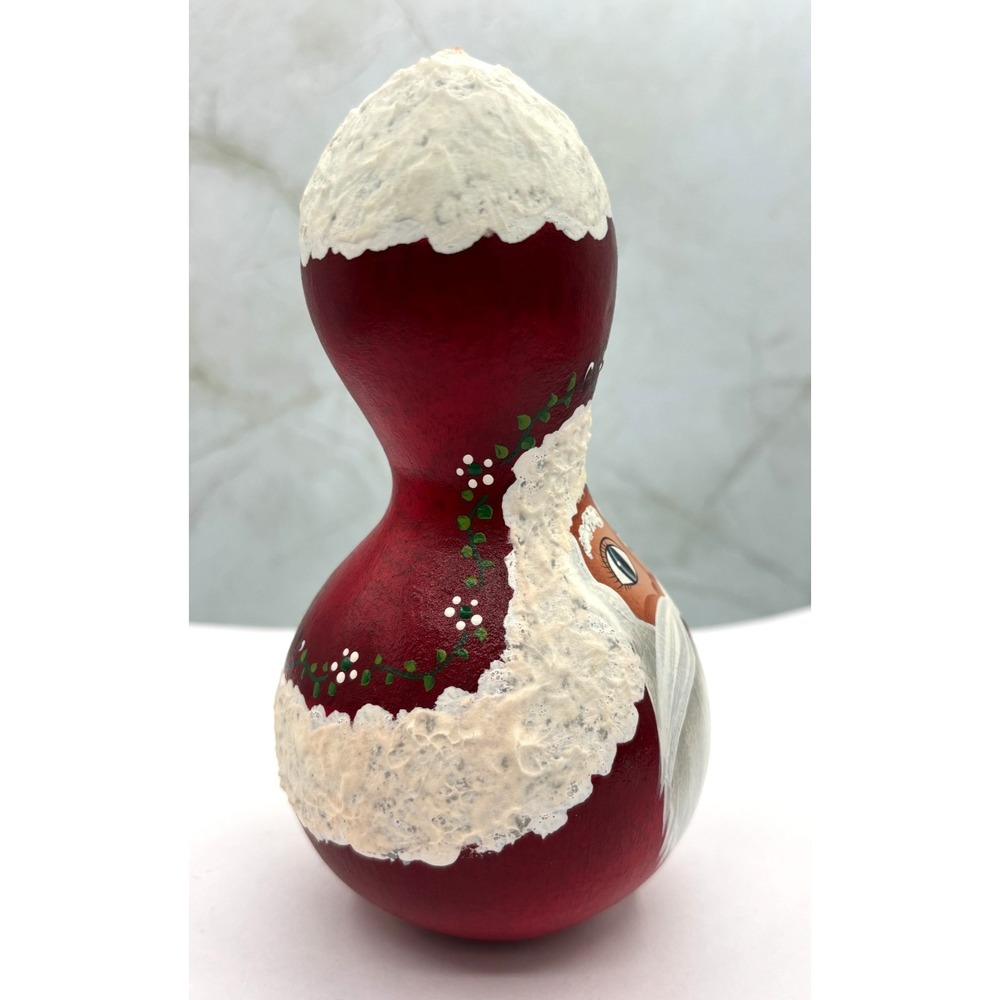 Vintage Style‎ Folk Art Santa Claus Painted Gourd Artisan Holiday Decoration EUC - Picture 4 of 10